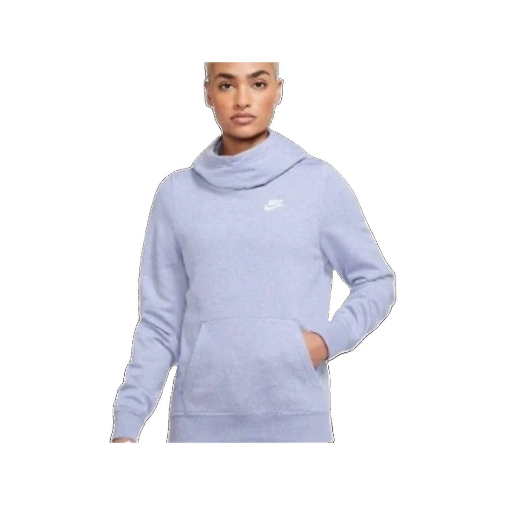 Nike Funnel Neck Hoodie Women's Small Blue Heather Hooded Athletic Sweatshirt